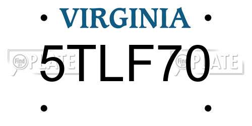 5TLF70 Virginia License Plate