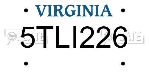 5TLI226 Virginia License Plate