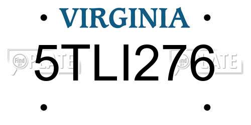5TLI276 Virginia License Plate