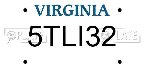 5TLI32 Virginia License Plate