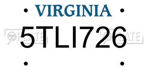 5TLI726 Virginia License Plate