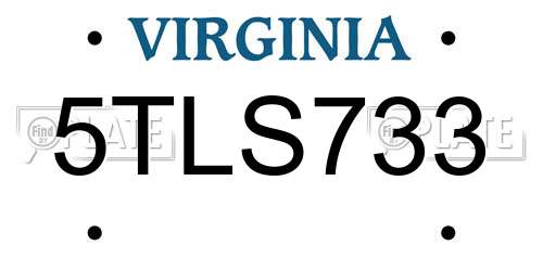 5TLS733 Virginia License Plate