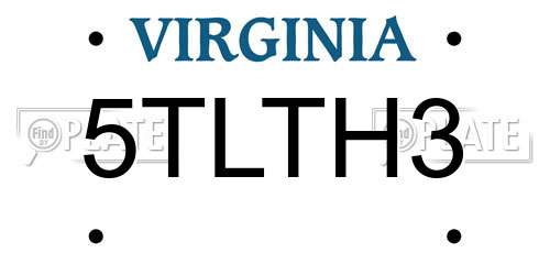 5TLTH3 Virginia License Plate