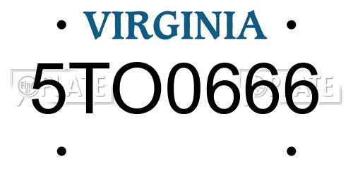 5TO0666 Virginia License Plate