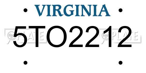 5TO2212 Virginia License Plate