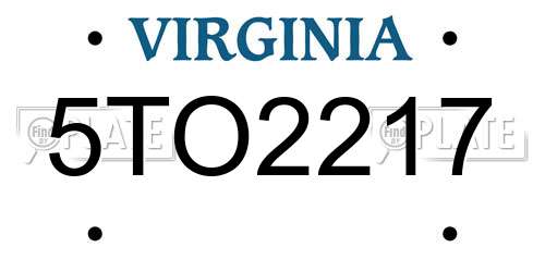 5TO2217 Virginia License Plate