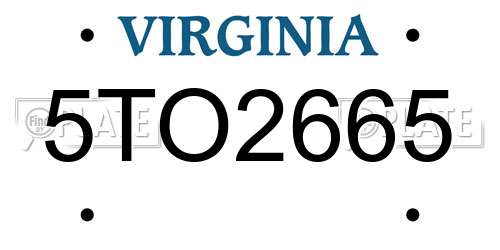5TO2665 Virginia License Plate