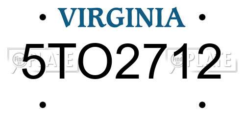 5TO2712 Virginia License Plate