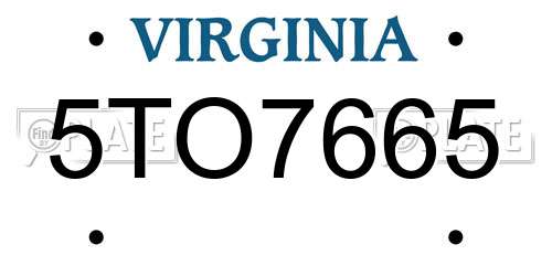 5TO7665 Virginia License Plate