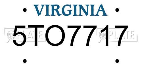 5TO7717 Virginia License Plate