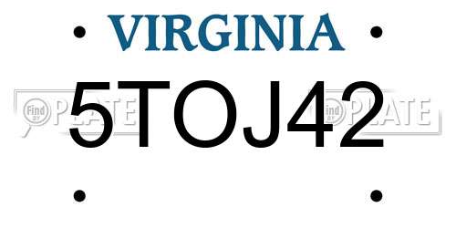 5TOJ42 Virginia License Plate