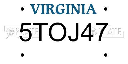 5TOJ47 Virginia License Plate