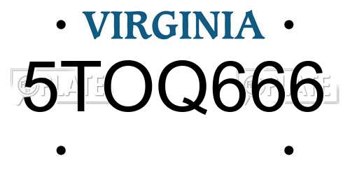 5TOQ666 Virginia License Plate