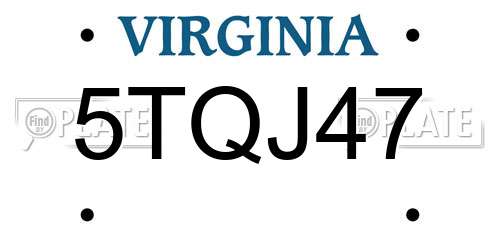 5TQJ47 Virginia License Plate