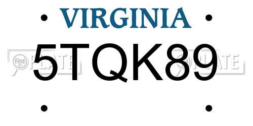 5TQK89 Virginia License Plate