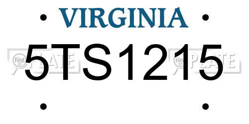 5TS1215 Virginia License Plate