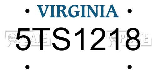 5TS1218 Virginia License Plate