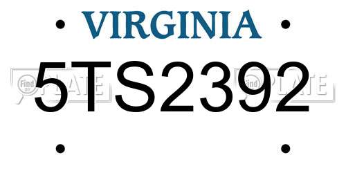 5TS2392 Virginia License Plate