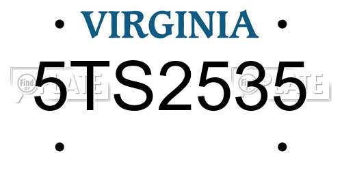 5TS2535 Virginia License Plate