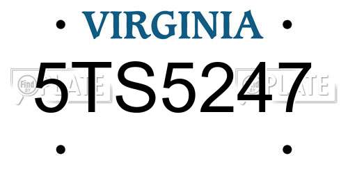 5TS5247 Virginia License Plate