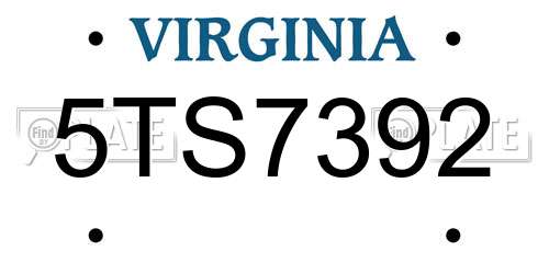 5TS7392 Virginia License Plate