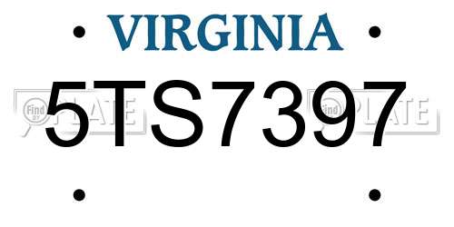 5TS7397 Virginia License Plate