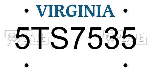 5TS7535 Virginia License Plate