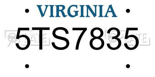 5TS7835 Virginia License Plate