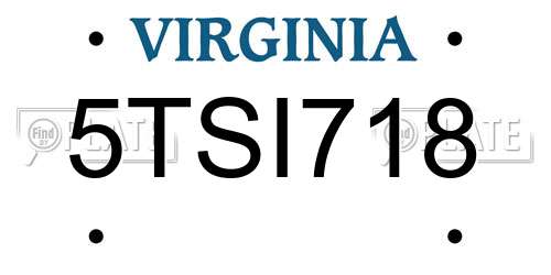 5TSI718 Virginia License Plate