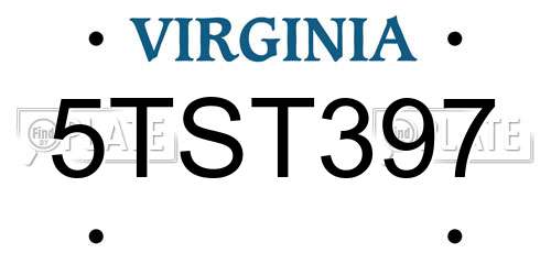 5TST397 Virginia License Plate