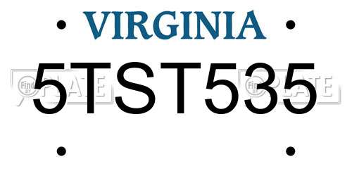 5TST535 Virginia License Plate