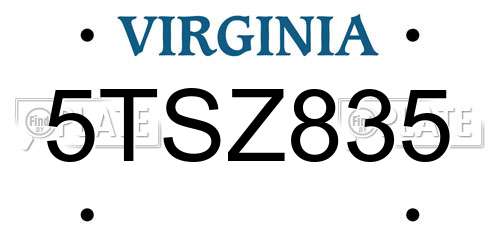 5TSZ835 Virginia License Plate