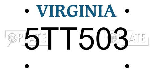 5TT503 Virginia License Plate