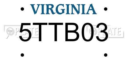 5TTB03 Virginia License Plate