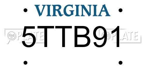 5TTB91 Virginia License Plate