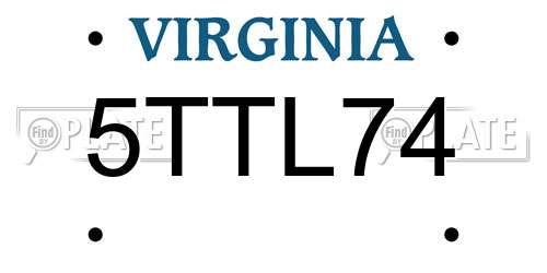 5TTL74 Virginia License Plate