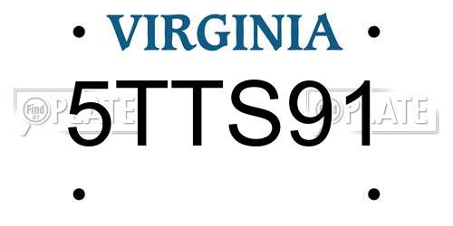 5TTS91 Virginia License Plate