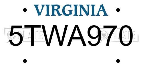 5TWA970 Virginia License Plate