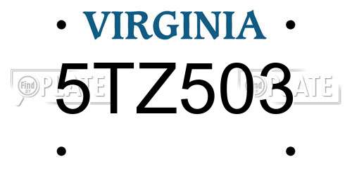 5TZ503 Virginia License Plate