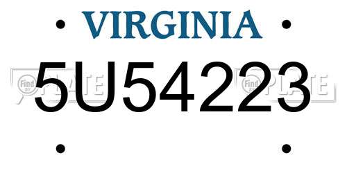 5U54223 Virginia License Plate