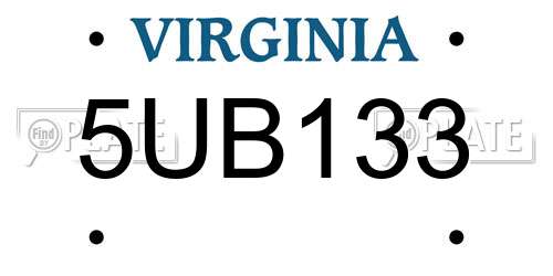 5UB133 Virginia License Plate