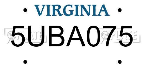 5UBA075 Virginia License Plate