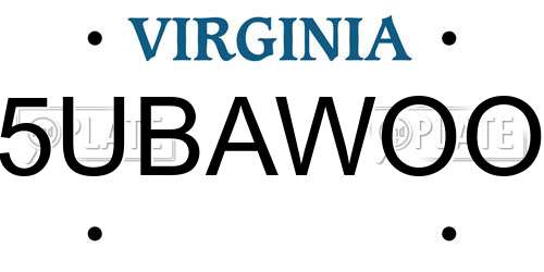 5UBAWOO Virginia License Plate