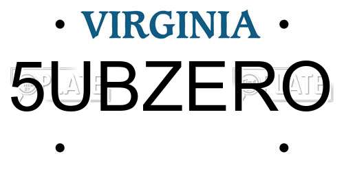 5UBZERO Virginia License Plate
