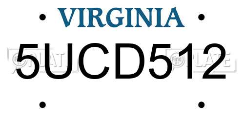 5UCD512 Virginia License Plate