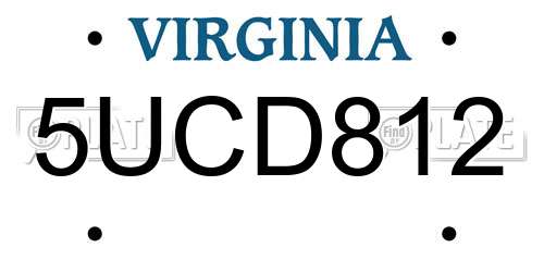 5UCD812 Virginia License Plate