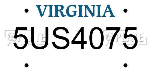 5US4075 Virginia License Plate