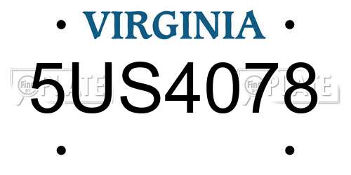 5US4078 Virginia License Plate