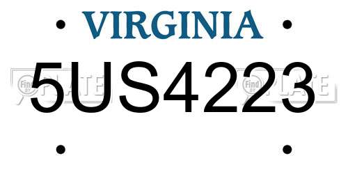 5US4223 Virginia License Plate
