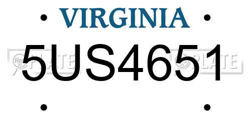 5US4651 Virginia License Plate